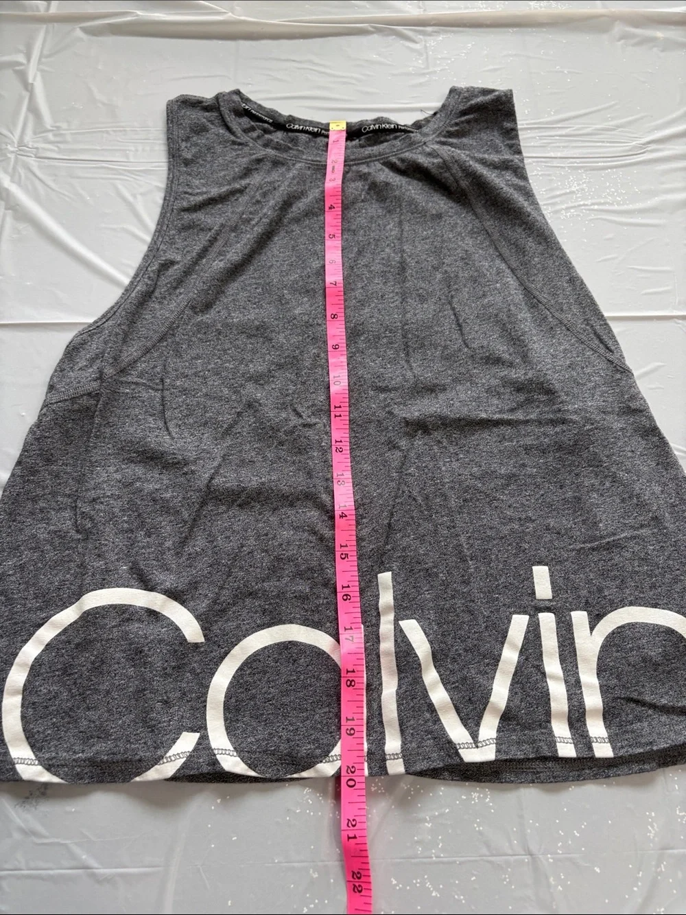 Calvin Klein Dark Gray Sleeveless Open Back Logo Tank - Picture 5 of 10